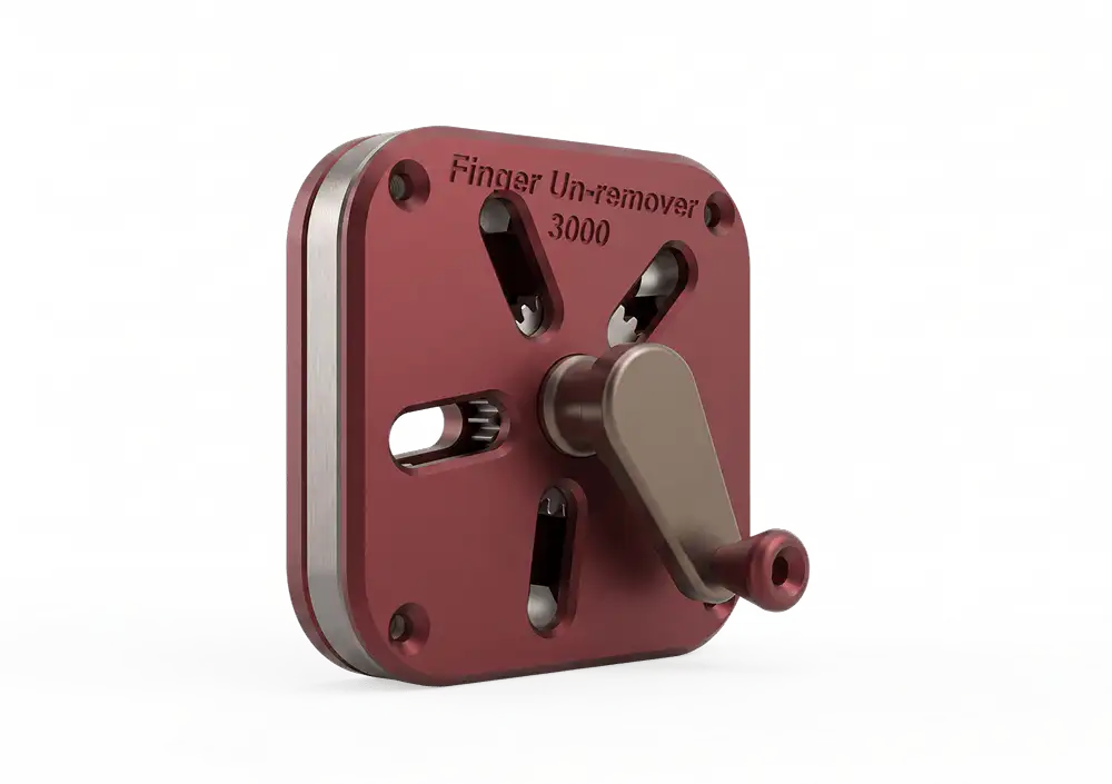 Render of the assembled Finger Un-remover 3000 coil winder